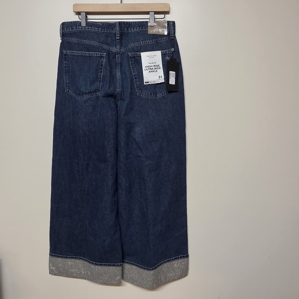 NWT Rag & Bone $368 The Sofie High Rise Ankle Wide Jeans In Dawn Jewel Size: 31‎ - Picture 6 of 10